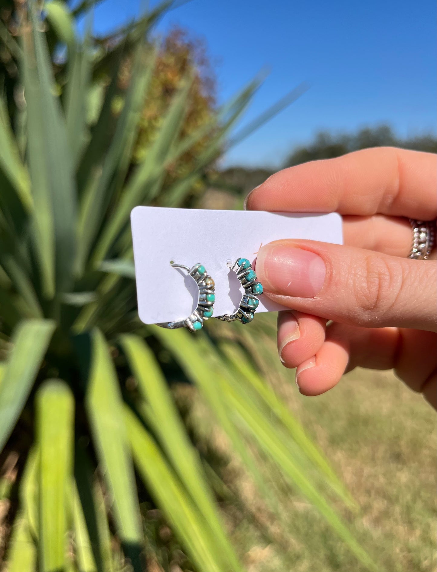 Silver Ally Turquoise Huggies