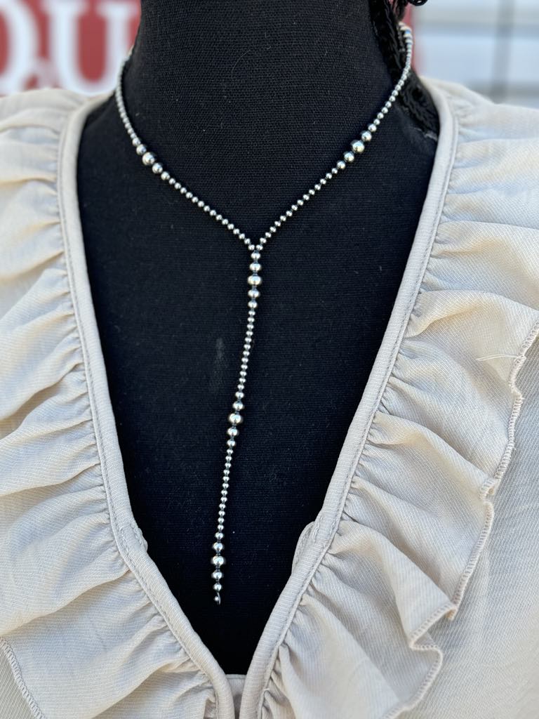 16inch Multi Silver Pearl Rosary Necklace