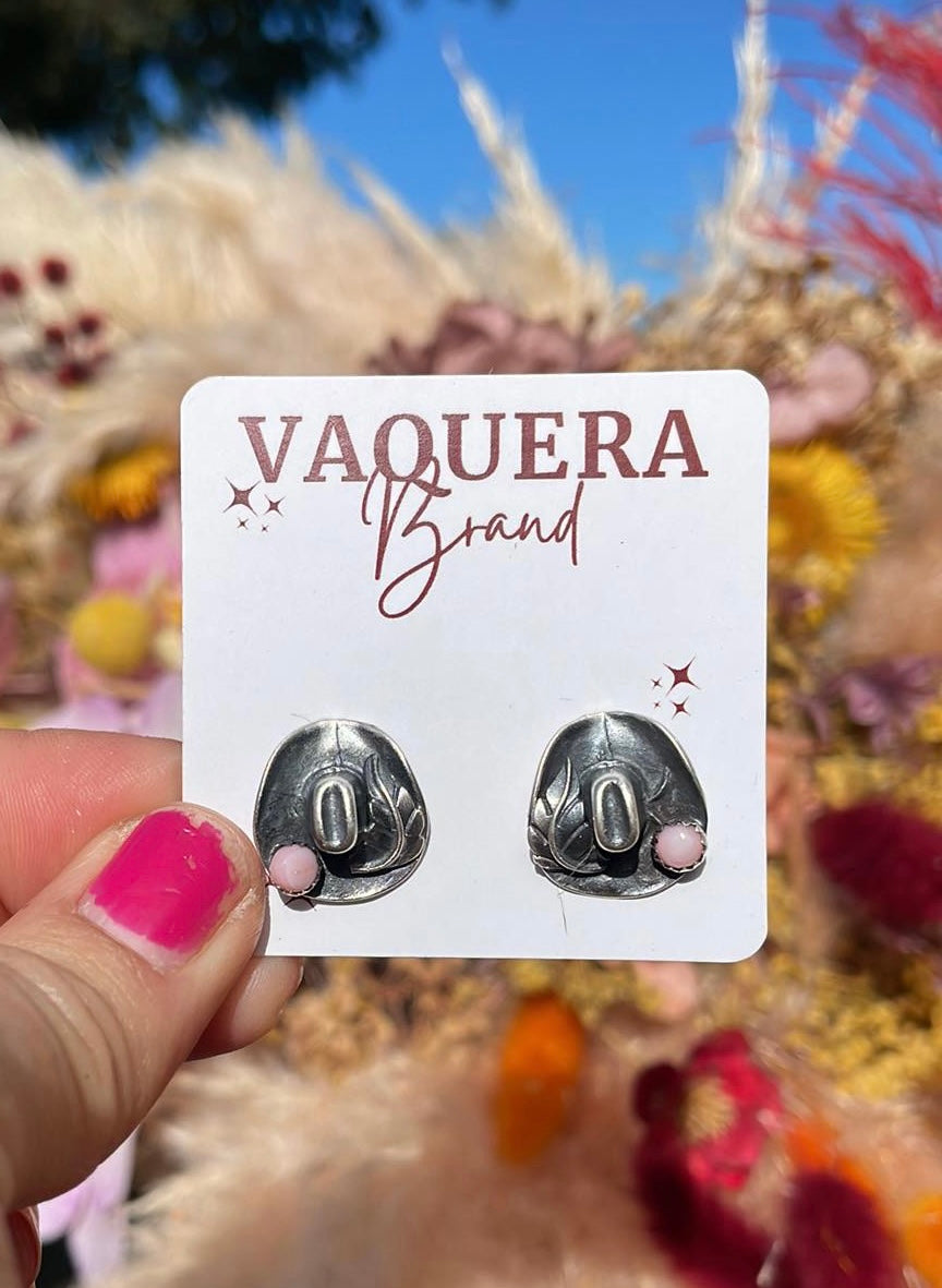 Navajo Cowboy Hat Studs Pink Conch