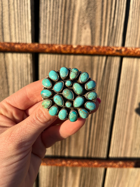 Kingman Turquoise Cluster Pin