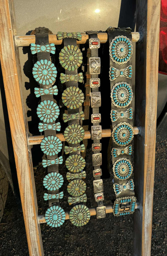 Navajo Cluster Concho Belt Blue
