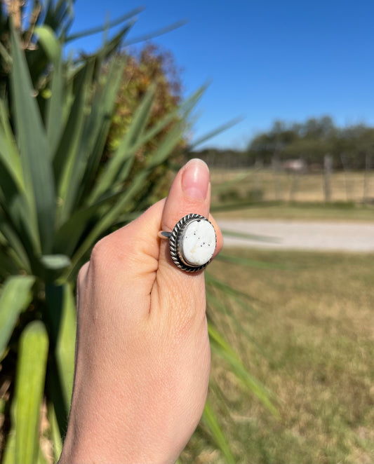 White Buffalo Adjustable Ring Navajo