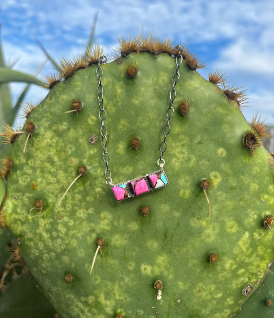 Three Stone Cotton Candy Necklace