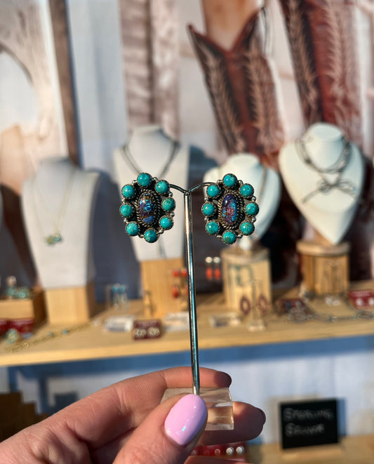 Sissy Earrings Turquoise & Purple Mojave