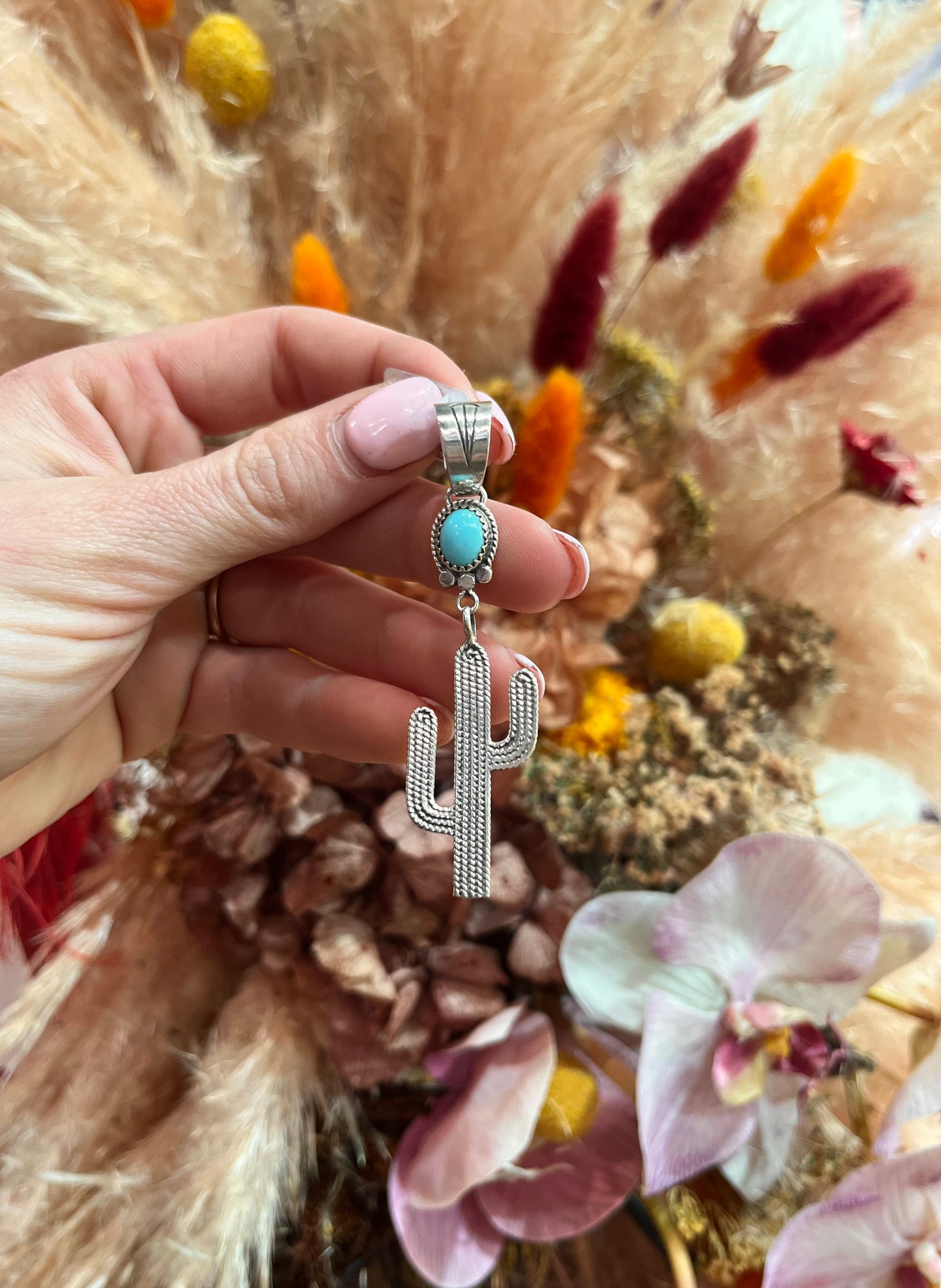 Turquoise Cactus Pendant