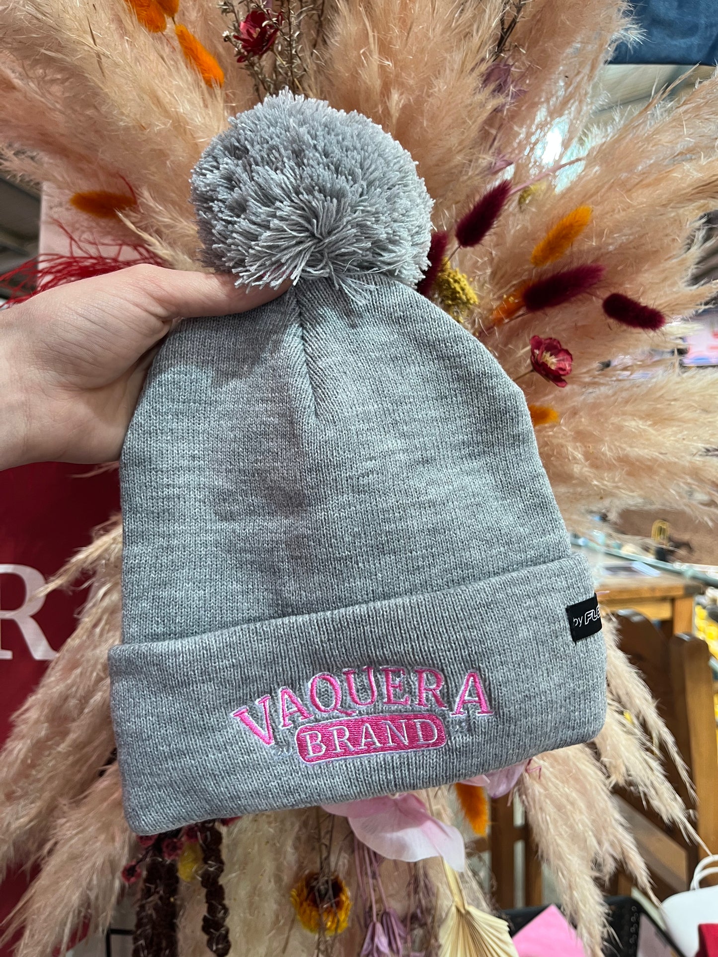 Gray & Pink Vaquera Beanie