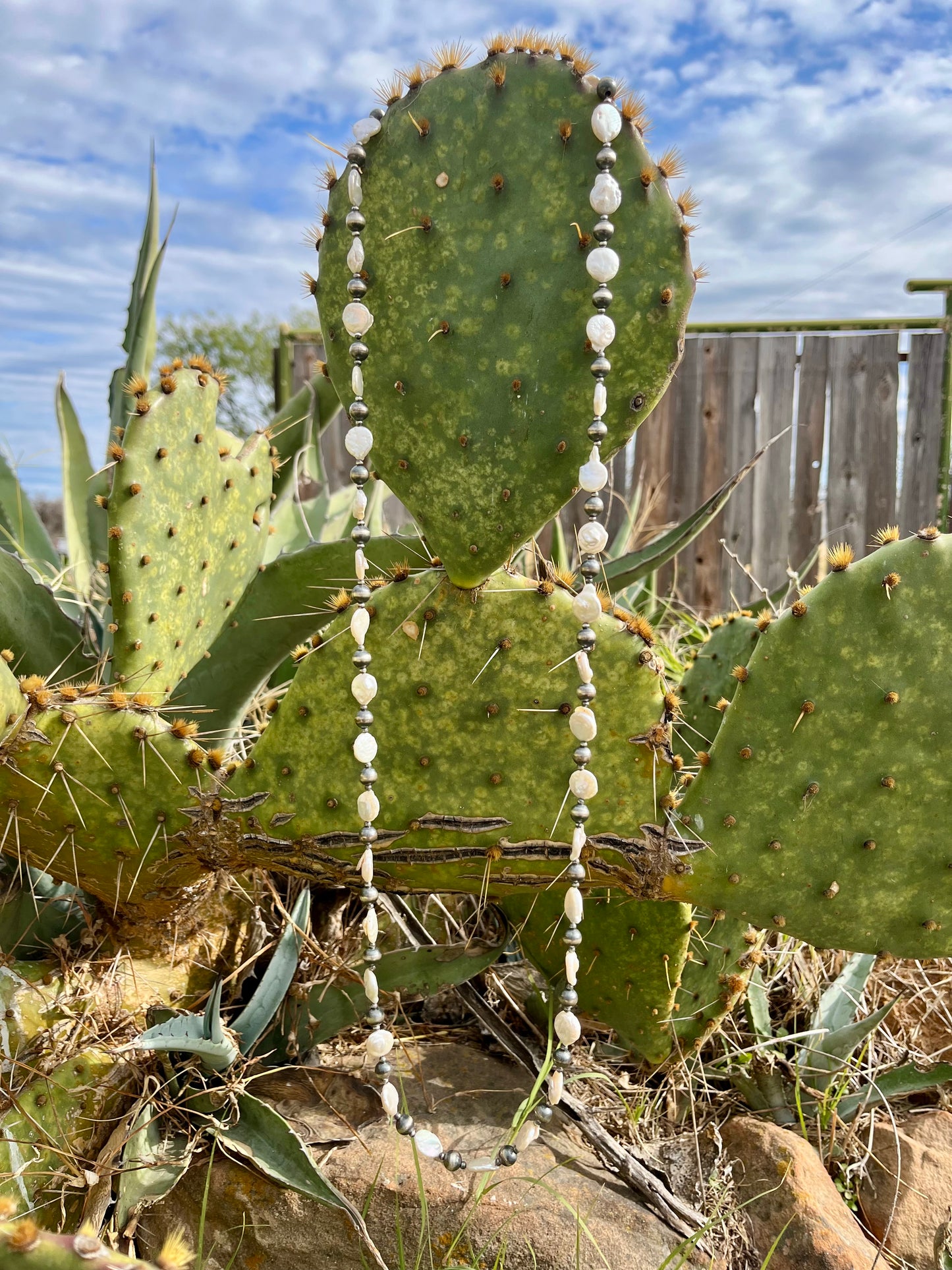 40" Silver Pearl Necklace with Freshwater Pearls