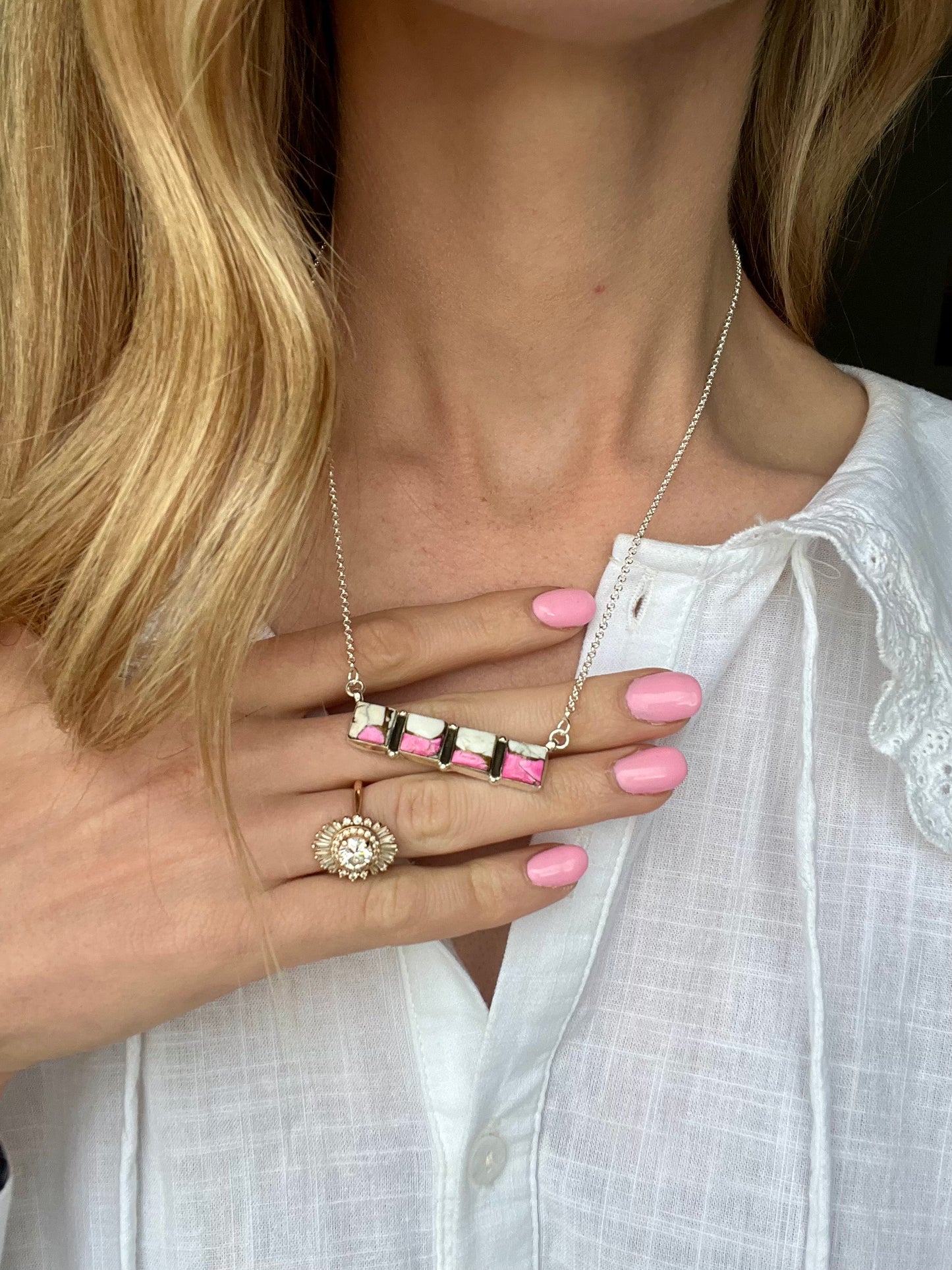 Four Stone Cotton Candy Necklace