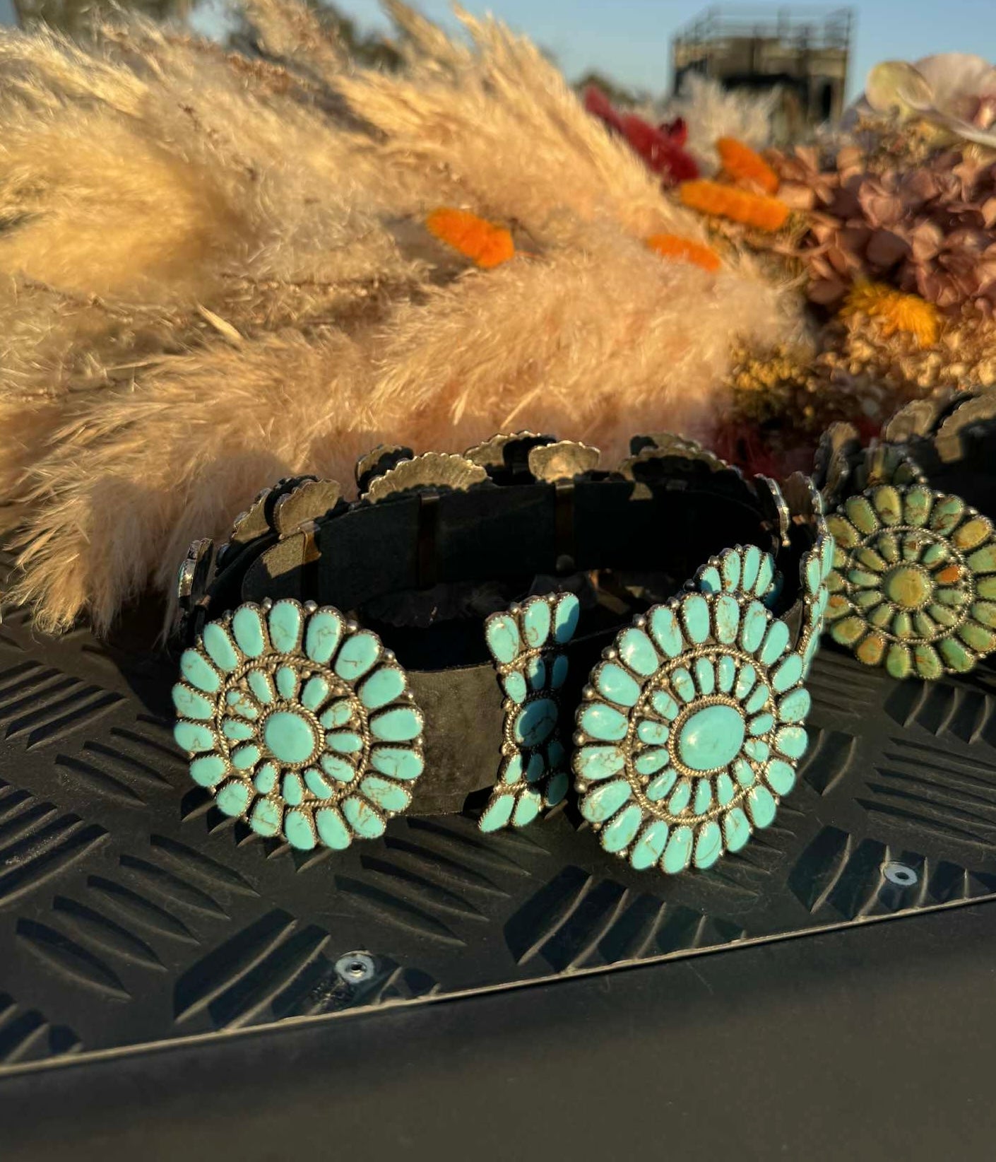 Navajo Cluster Concho Belt Blue