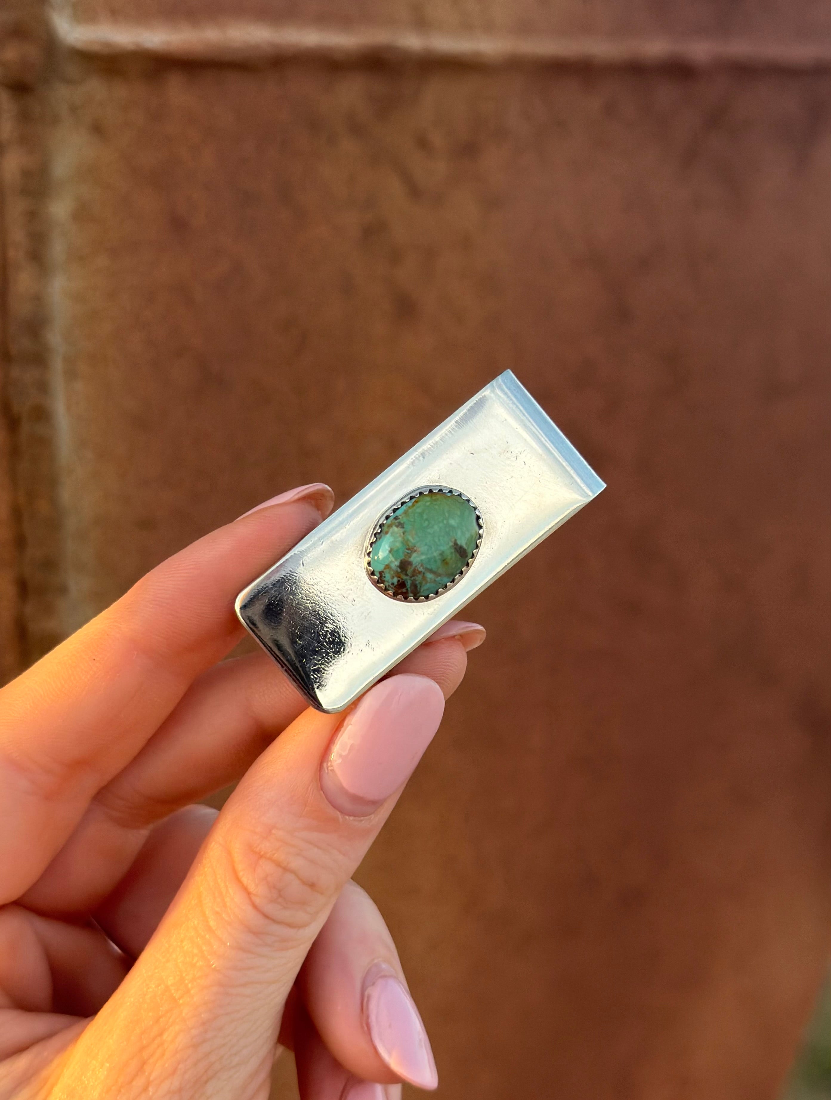 Silver & Turquoise Money Clip