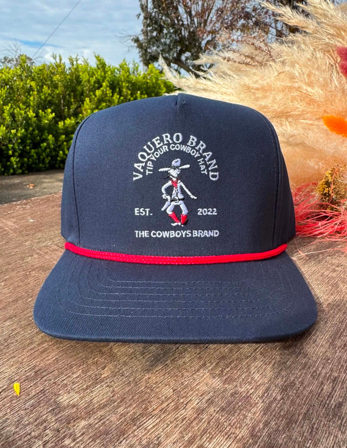 Navy & Red Moustache Cowboy Cap