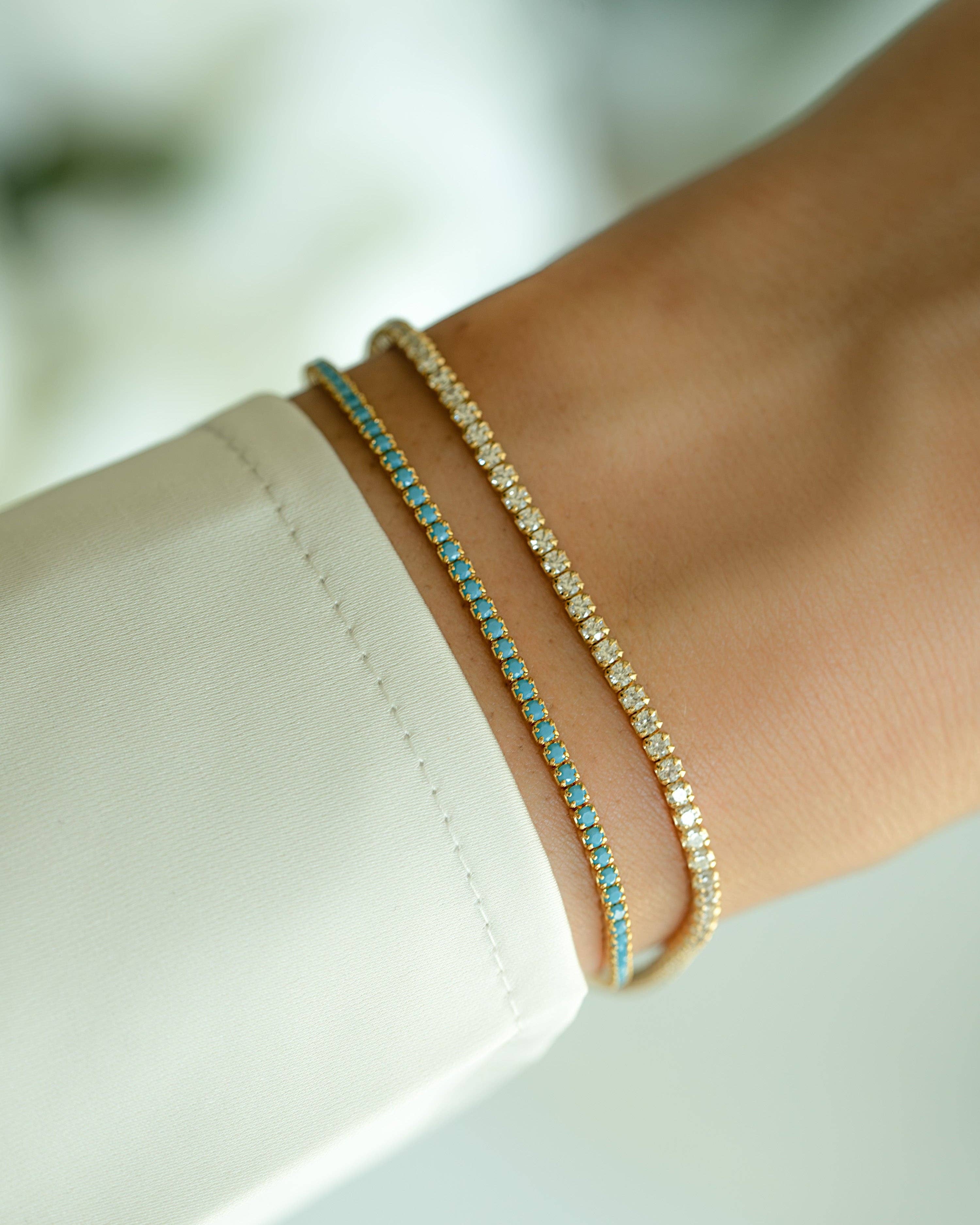 Turquoise Tennis Bracelet: Gold
