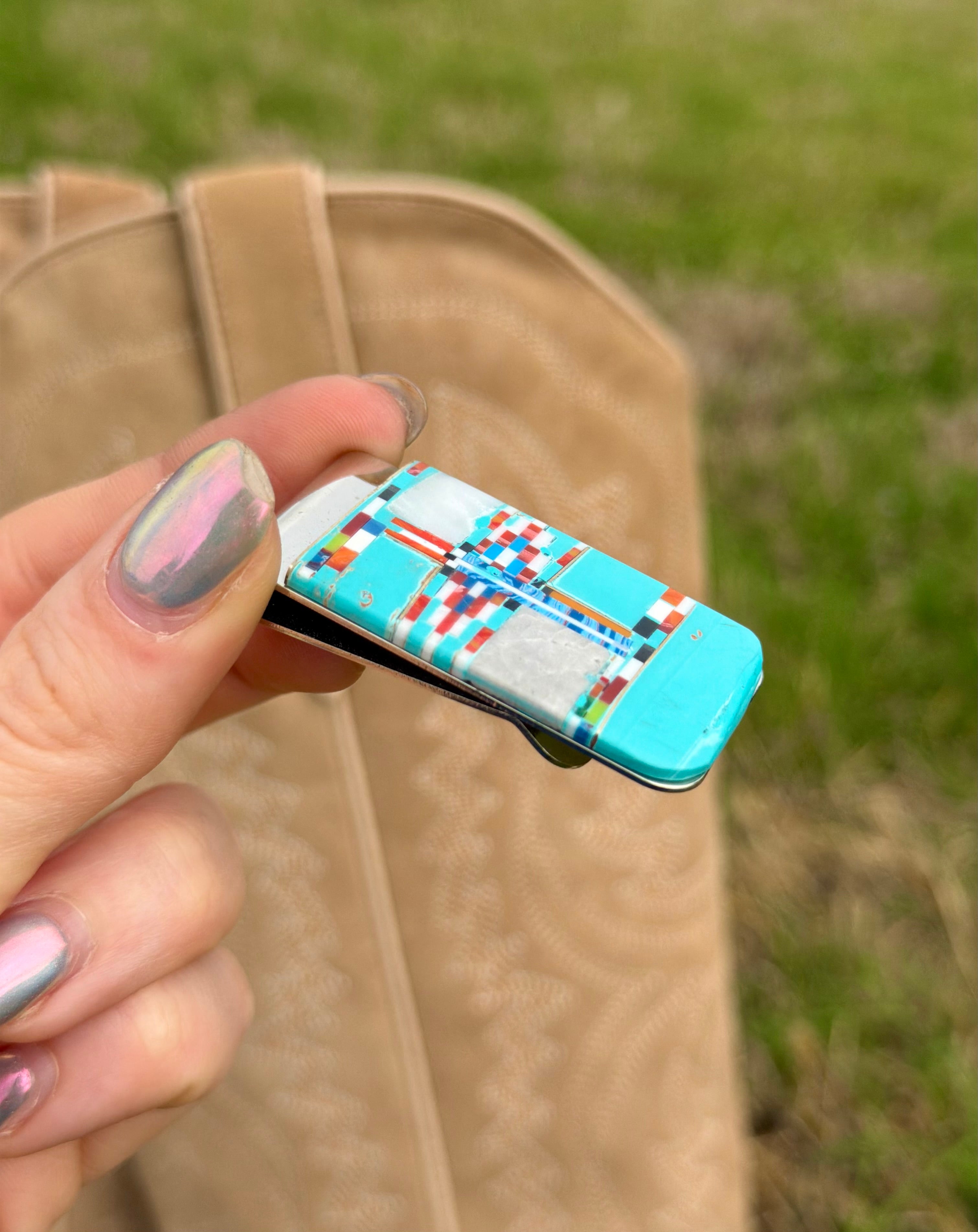 Turquoise Inlaid Money Clip