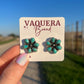 Kingman Turquoise Hada Flower Studs