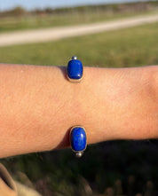 Navajo Two Stone Cuff Lapis