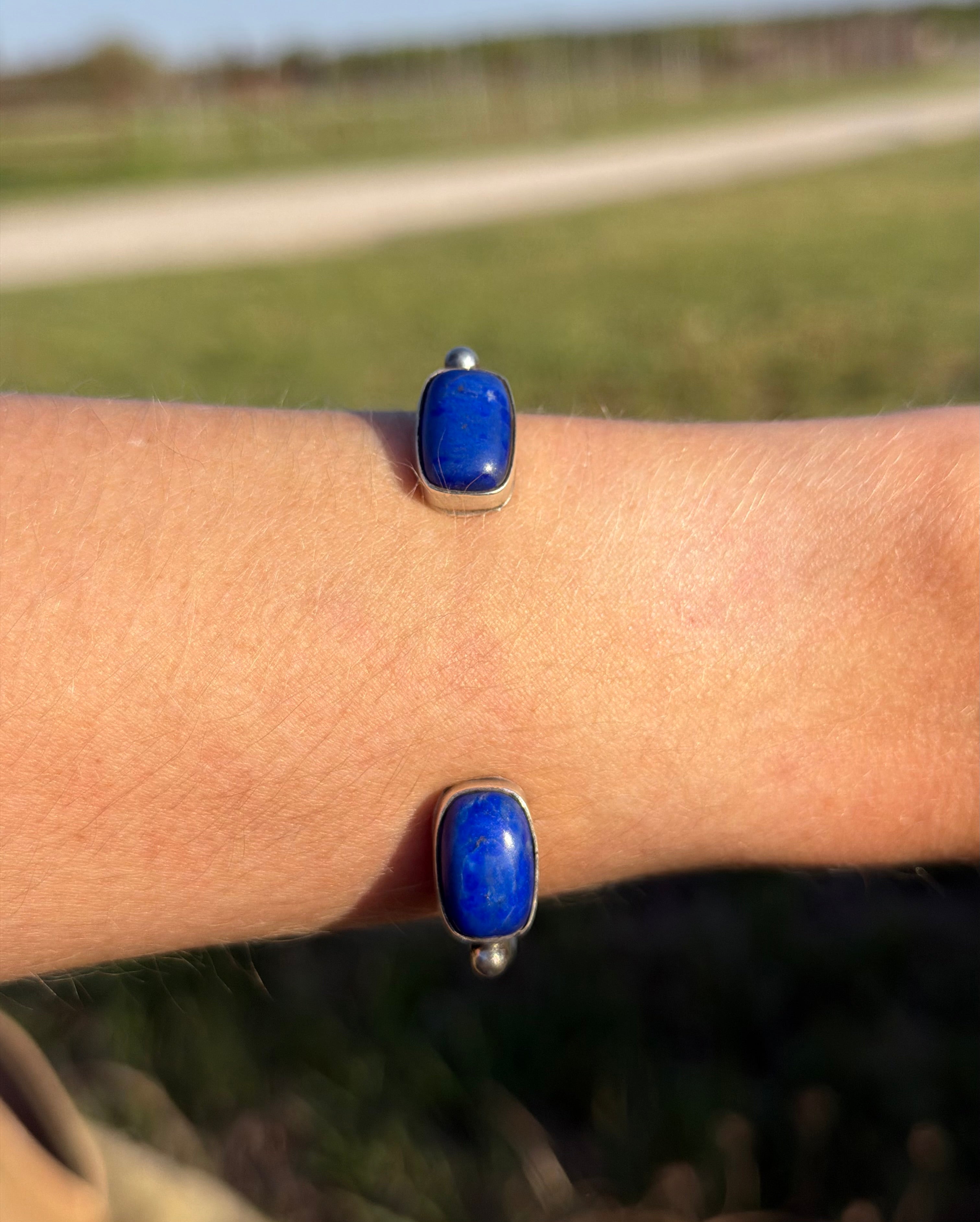 Navajo Two Stone Cuff Lapis