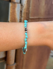 Silver Pearls & Turquoise Stretch Bracelet #2