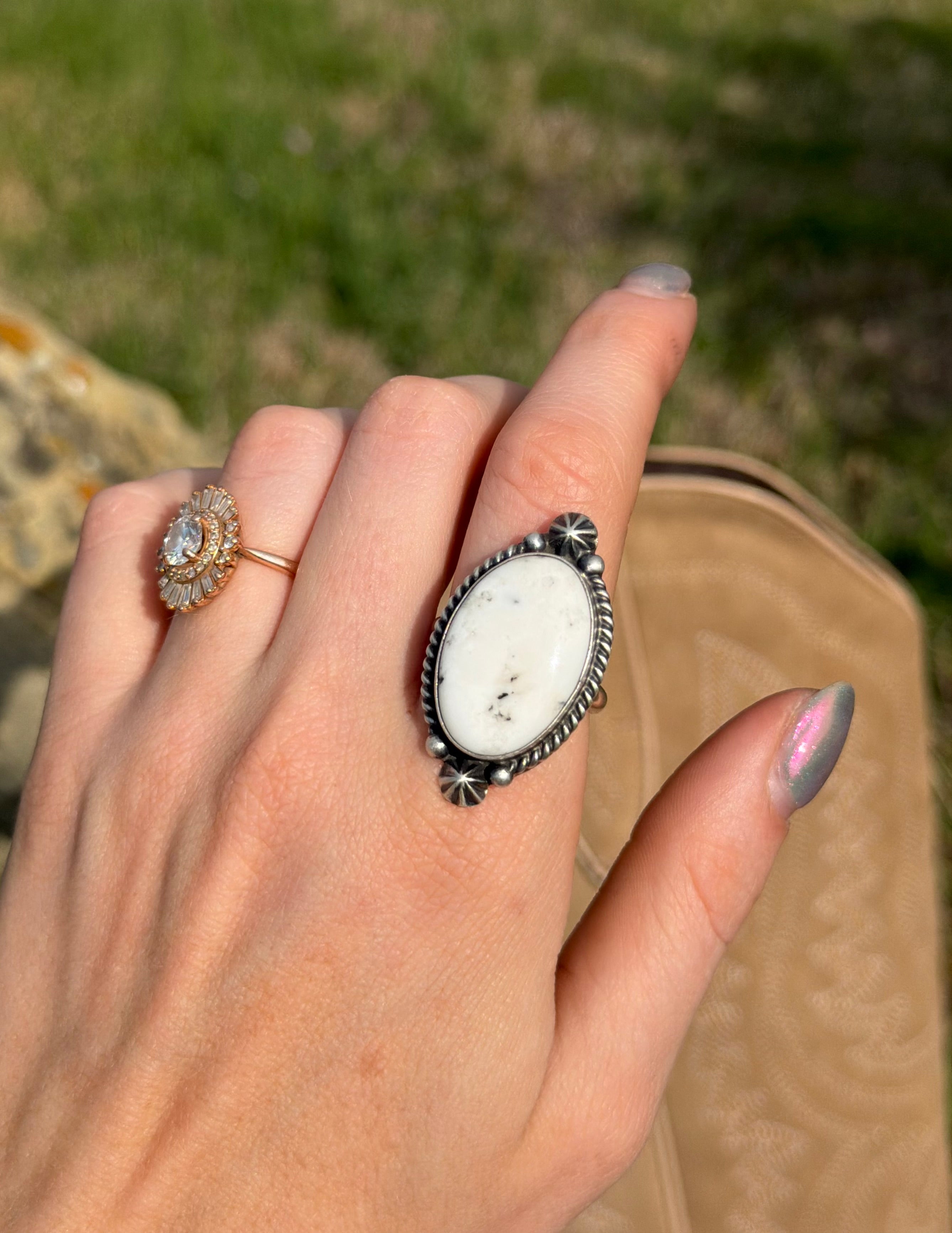 Navajo White Buffalo Ring