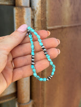 Silver Pearls & Turquoise Stretch Bracelet #2
