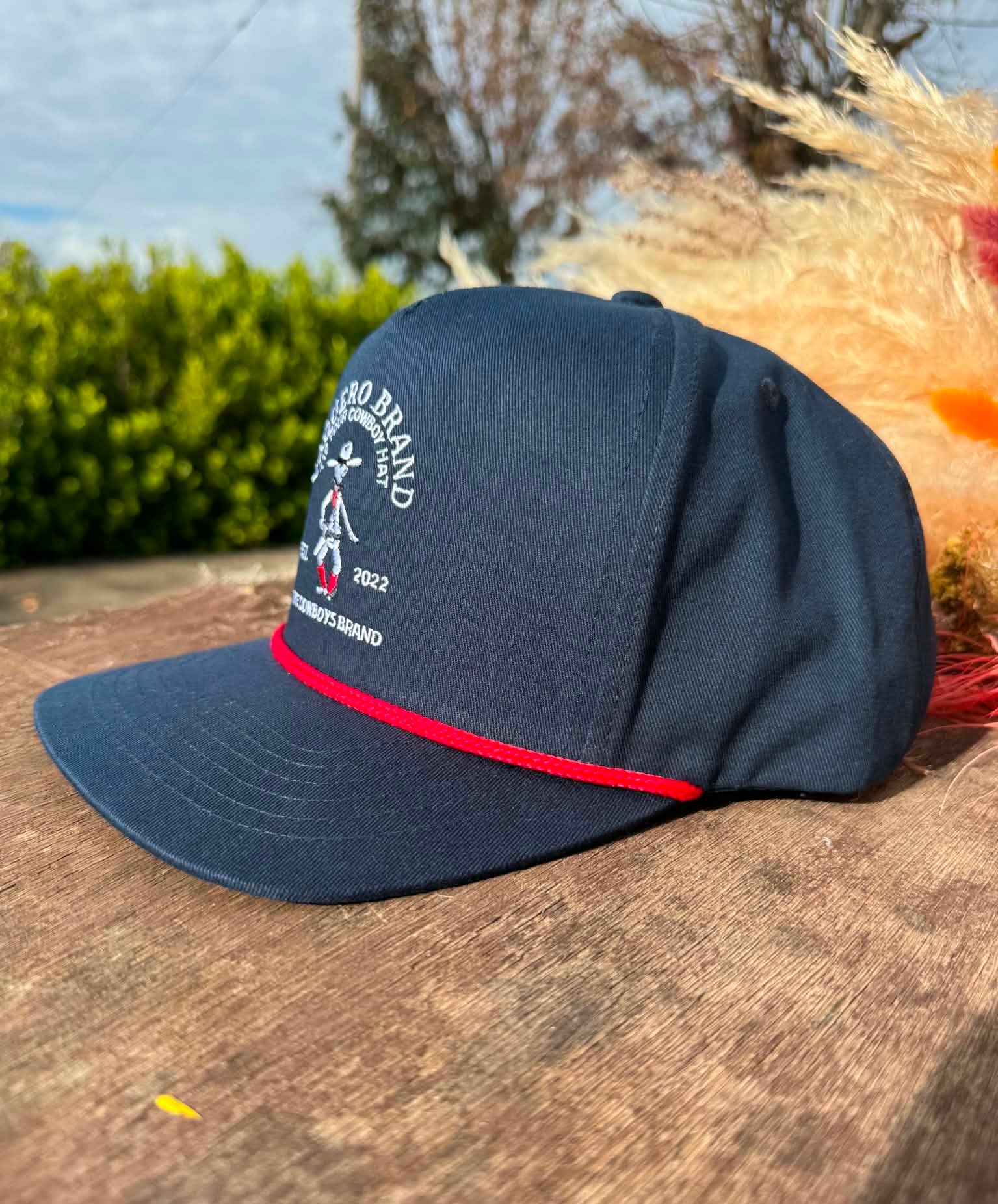 Navy & Red Moustache Cowboy Cap