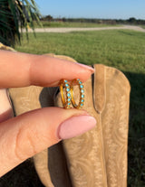 Blue Cubic Zirconia Stone Hoop Earring: Gold