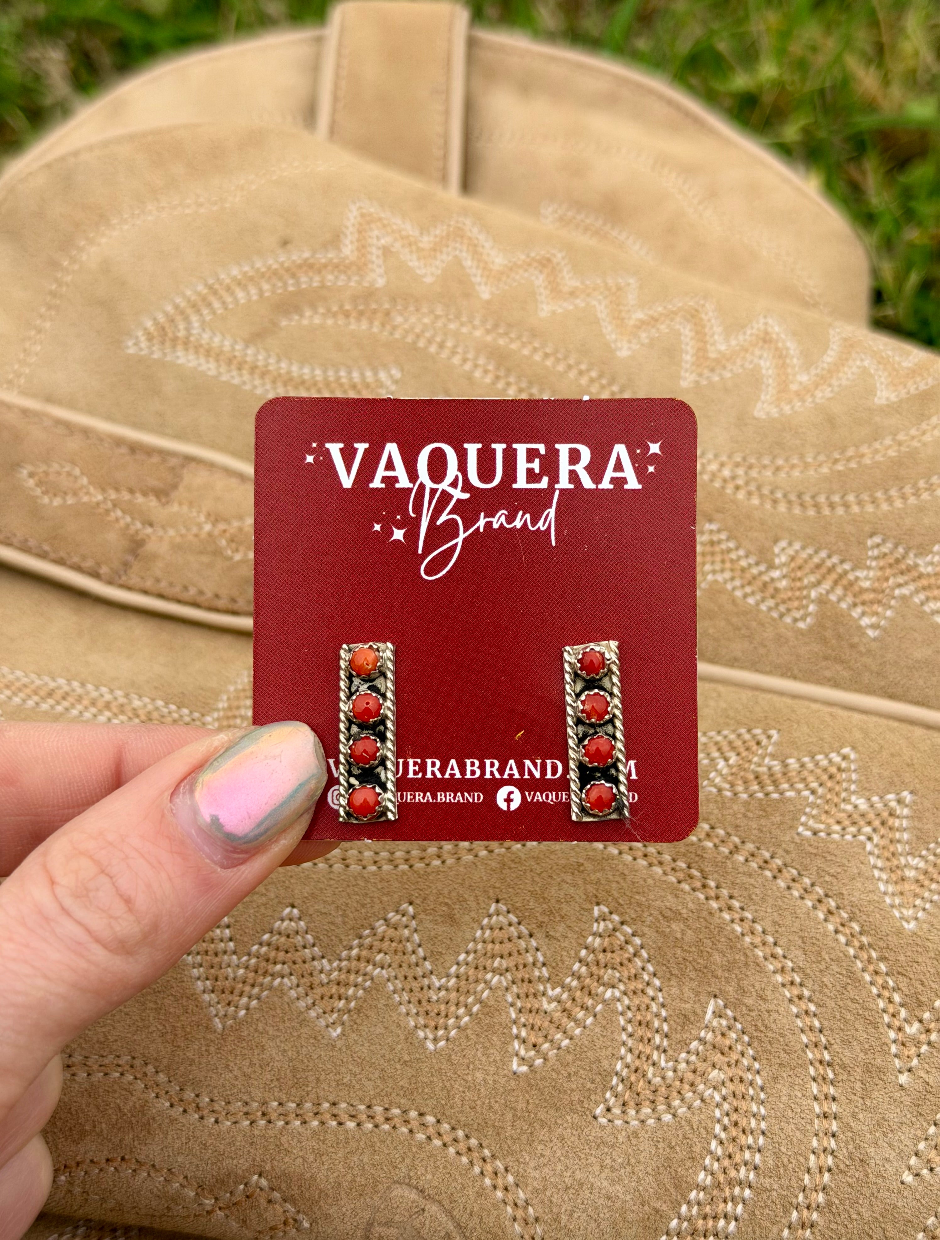 Navajo Red Coral Bar Stud