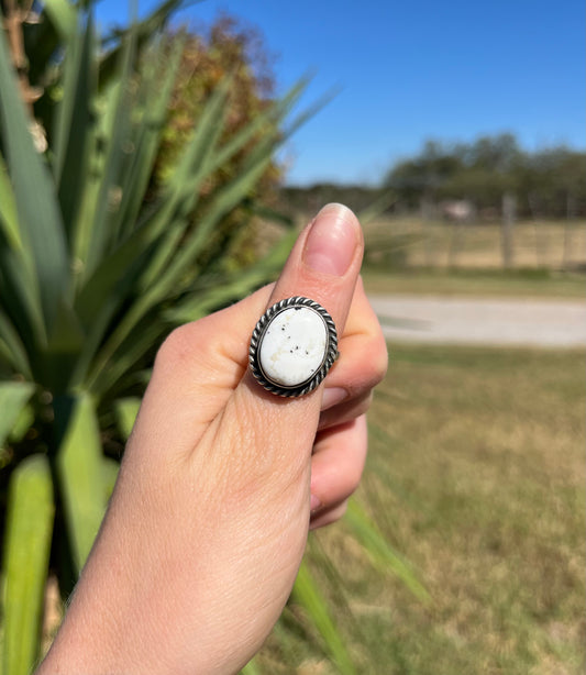 White Buffalo Adjustable Ring Navajo