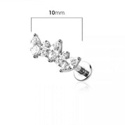 Marquise Line Cubic Zirconia Flat Back Studs