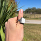 Square White Buffalo Adjustable Ring Navajo