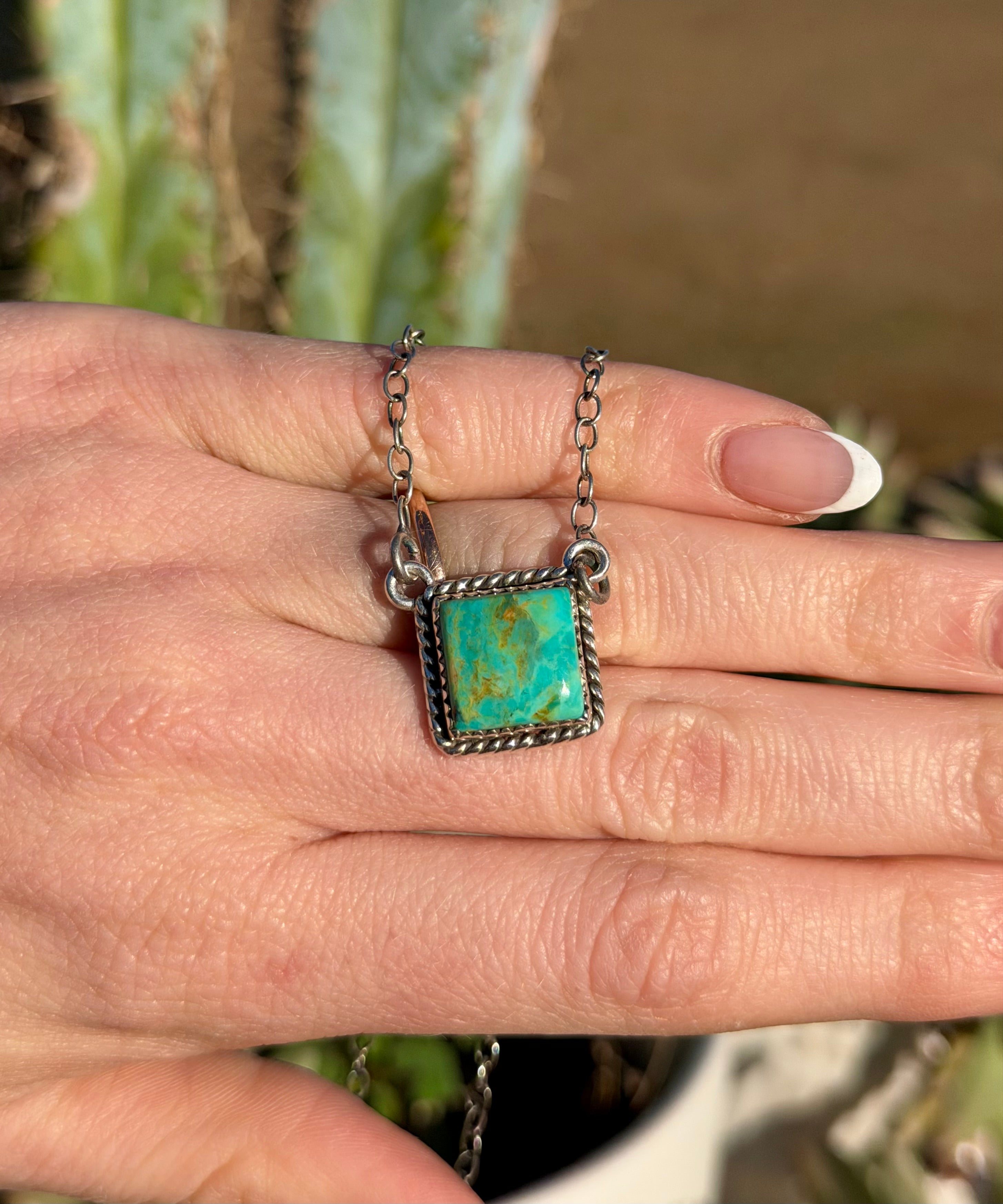 Square Necklace Kingman Turquoise