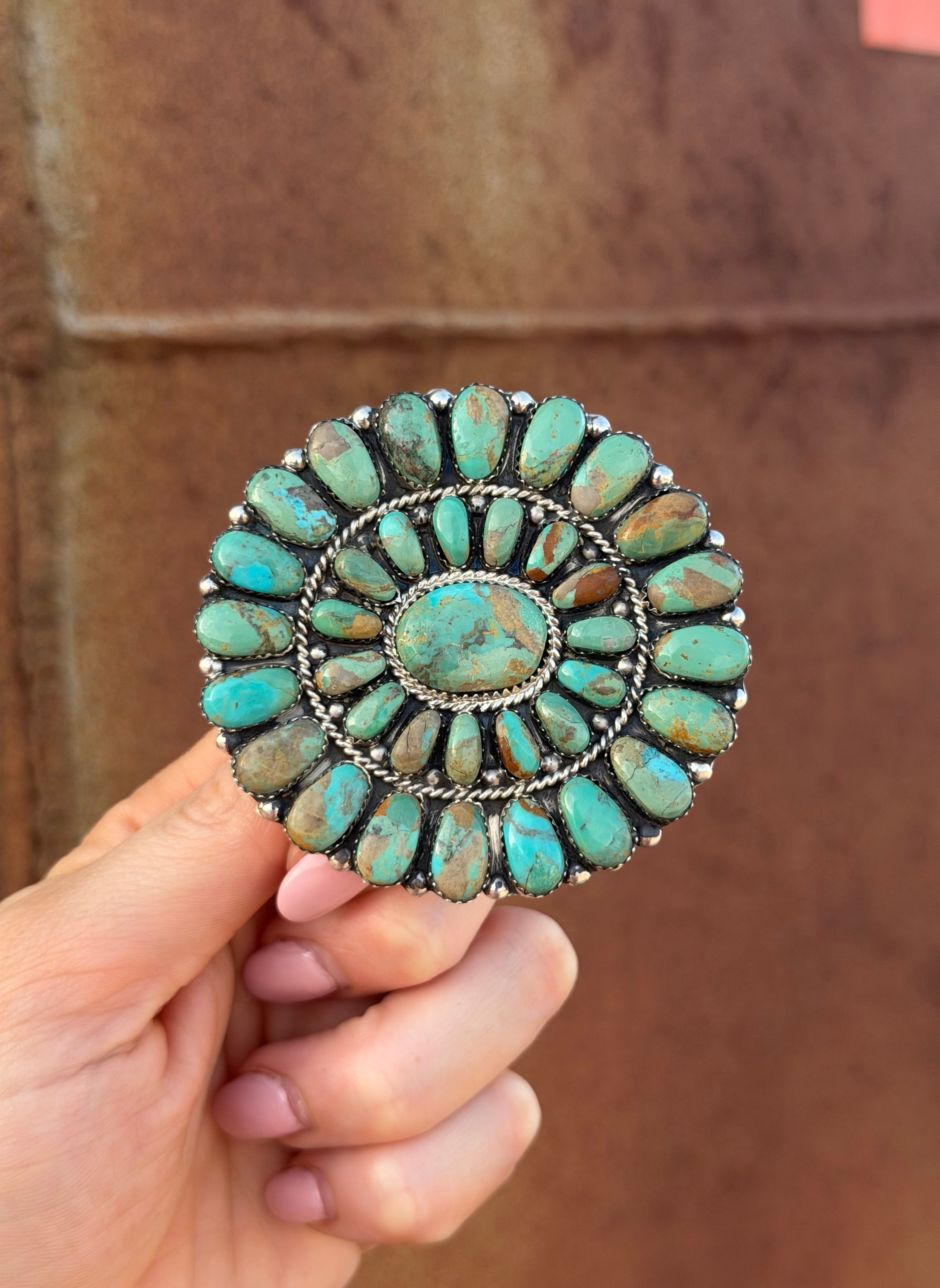 Navajo Turquoise Cluster Belt Buckle Green