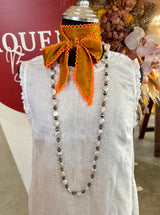 40” Silver Pearl Necklace with Freshwater Pearls