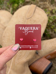 Navajo Pink Conch Heart Studs