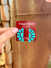 Navajo Kingman Turquoise Half Cluster Earrings