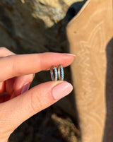 Blue Cubic Zirconia Hoop Earrings: Silver