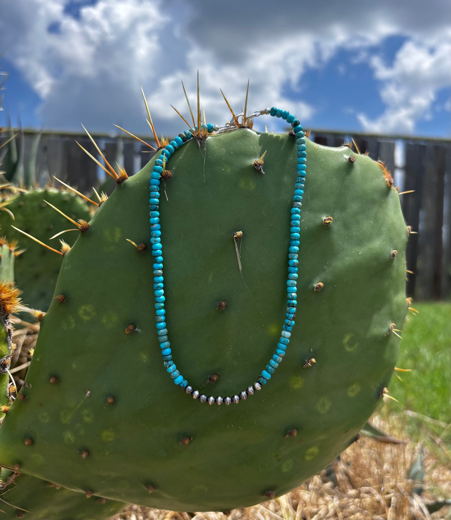 Turquoise & Silver Pearl Necklace