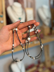 42” Silver Pearl Necklace with Freshwater Pearls