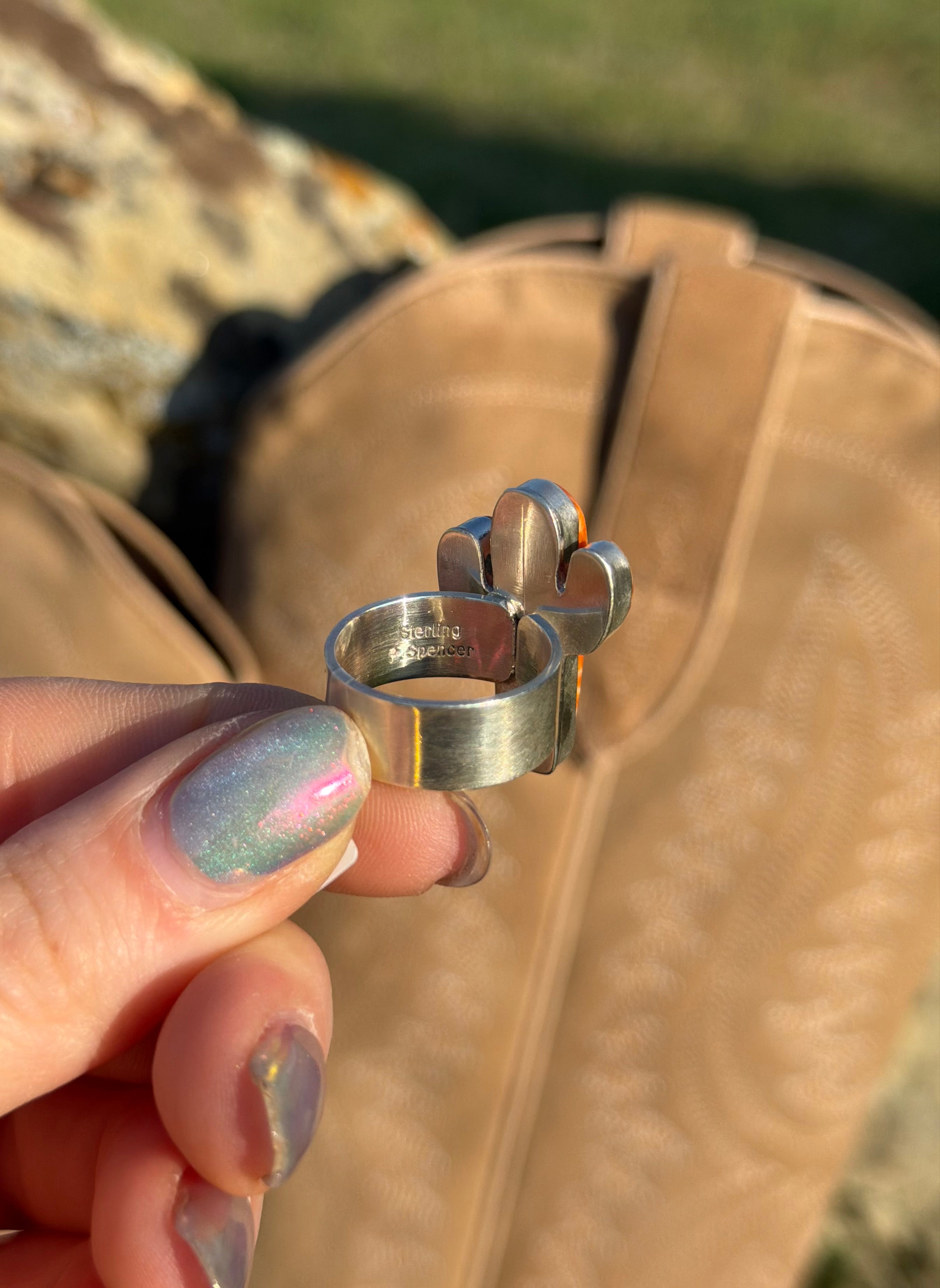 Navajo Cactus Ring Orange Spiny
