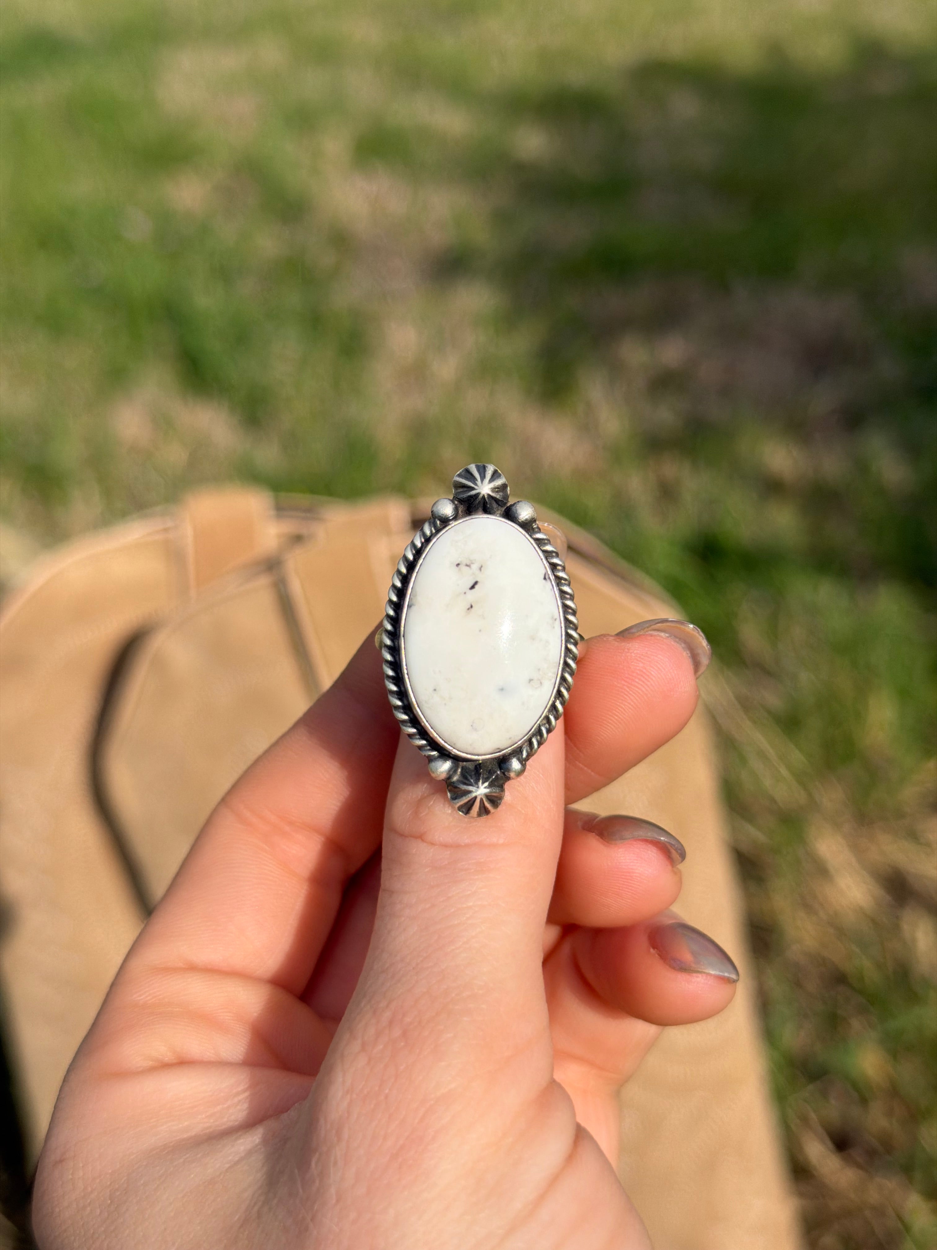Navajo White Buffalo Ring