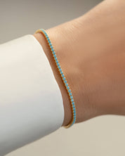 Turquoise Tennis Bracelet: Gold