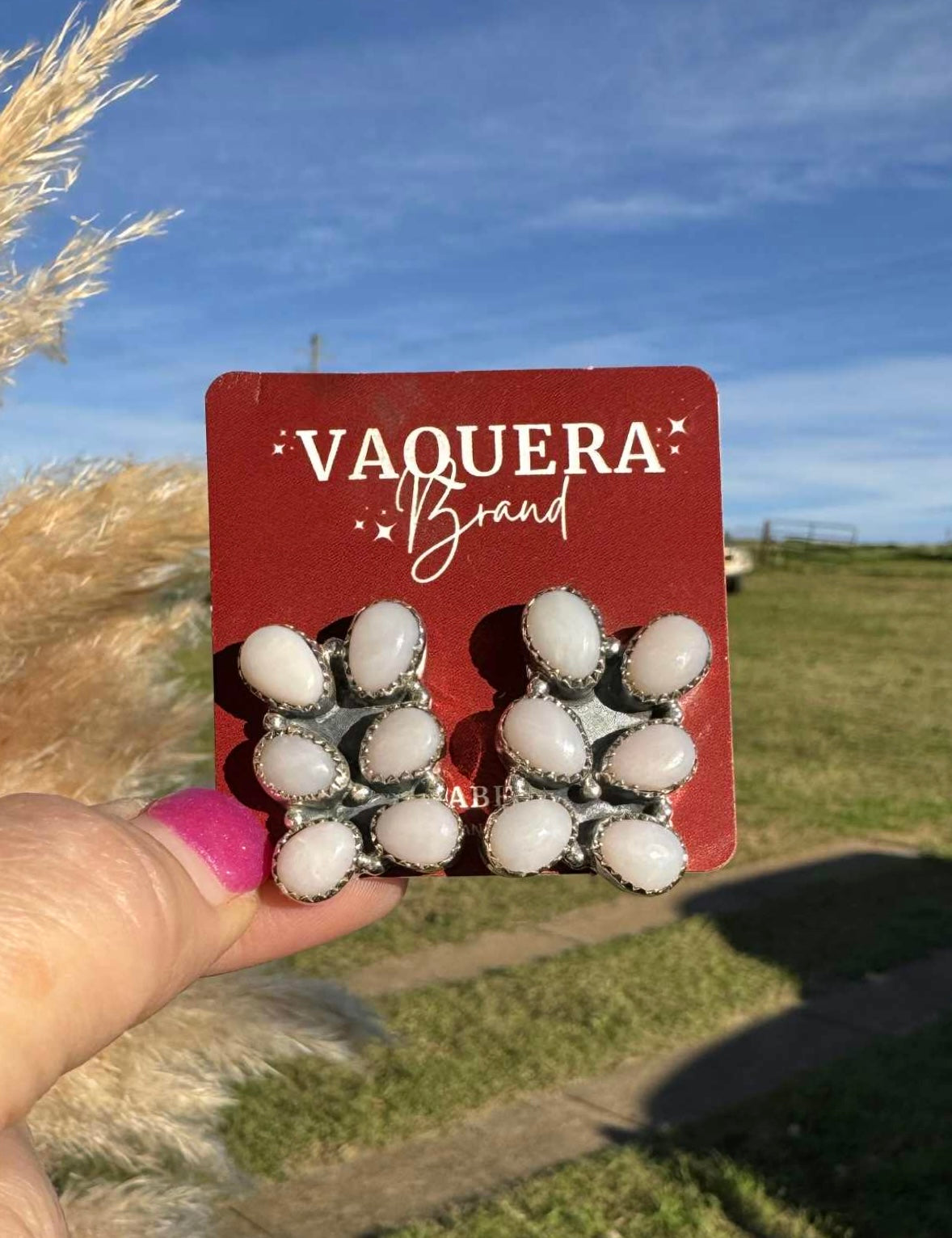 Luna Studs Pink Opal