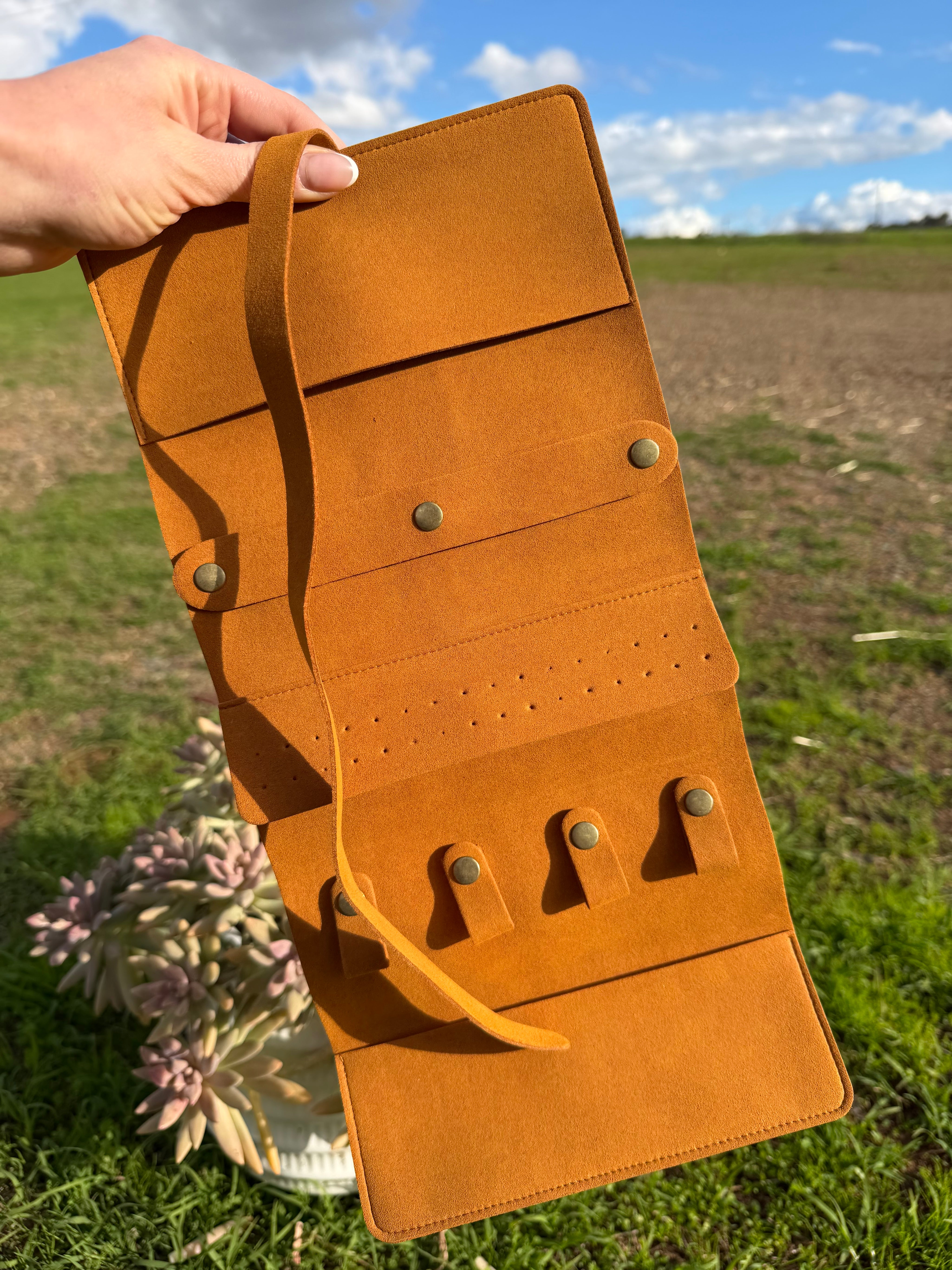 Tan Jewellery Travel Roll
