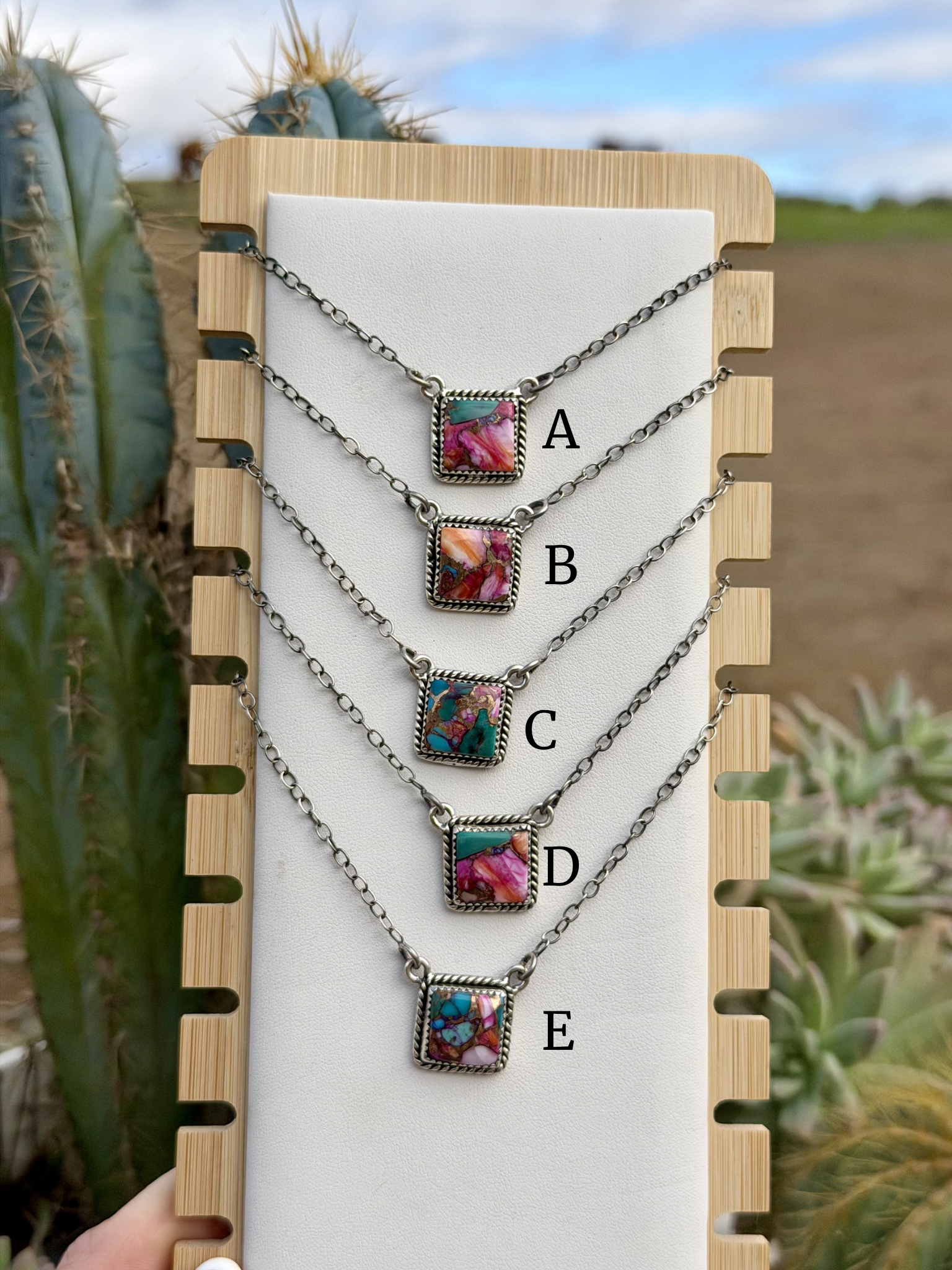 Square Necklace Pink Dahlia