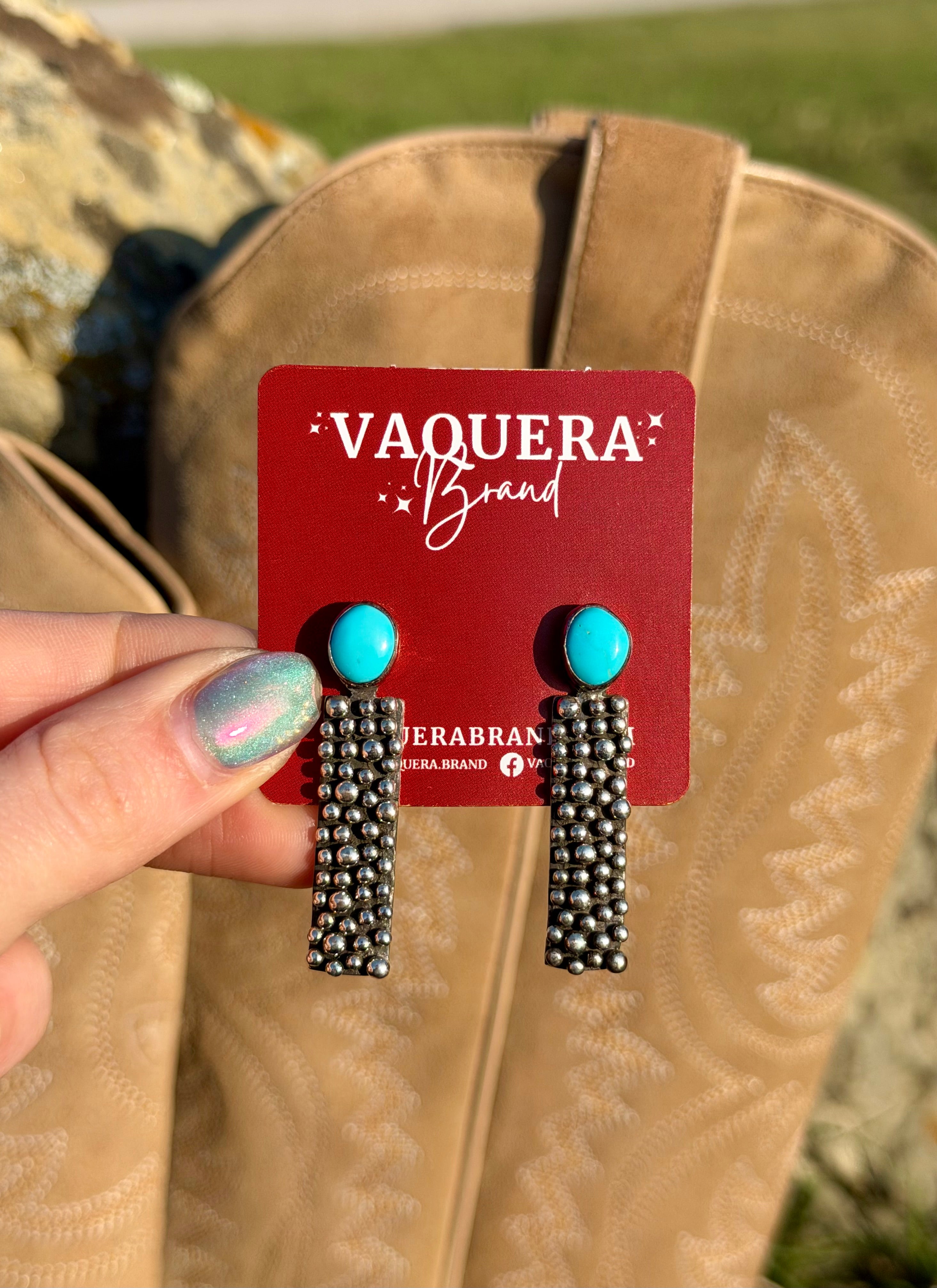 Navajo Kingman Turquoise Casket Earrings