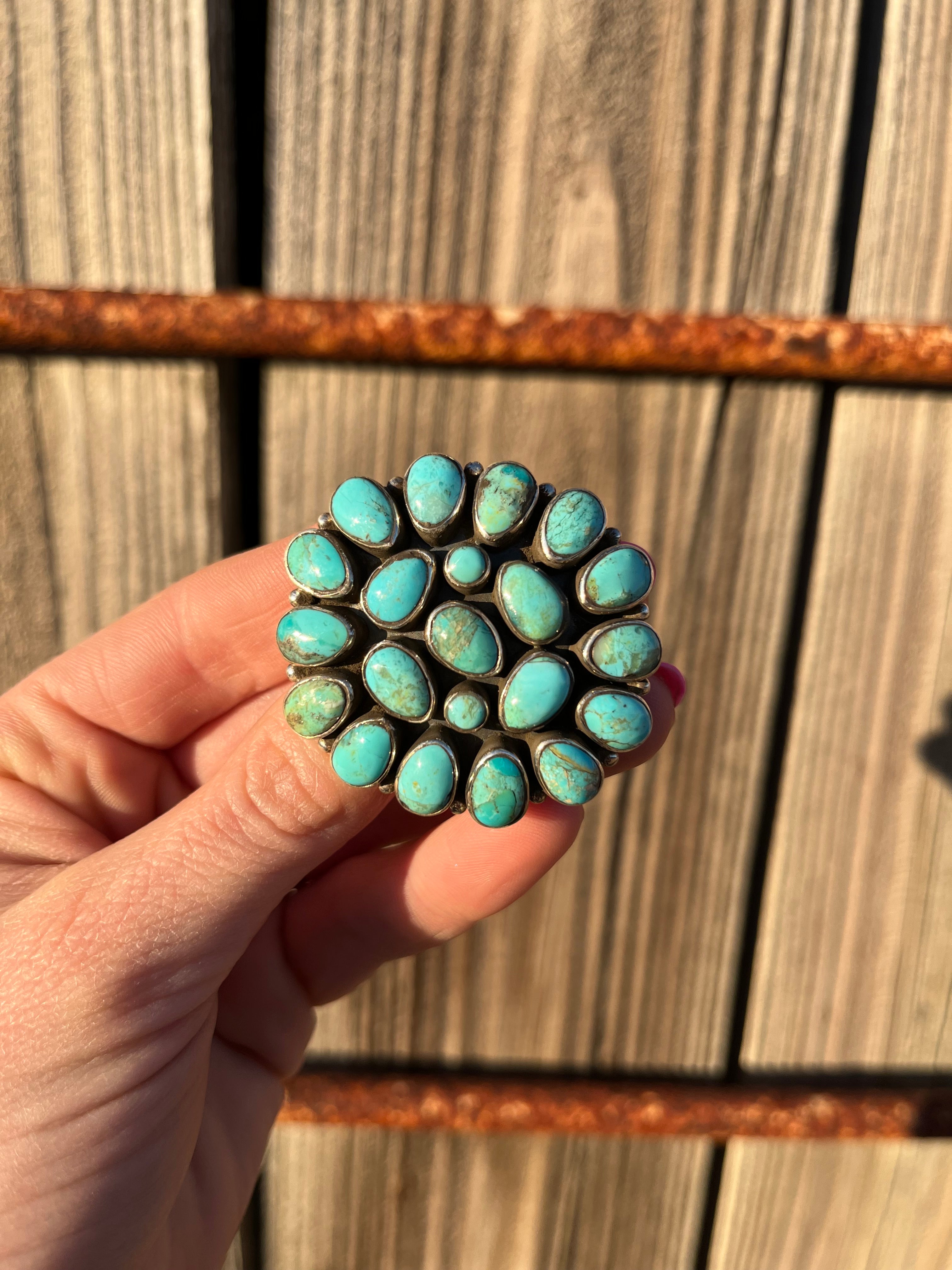 Kingman Turquoise Cluster Pin