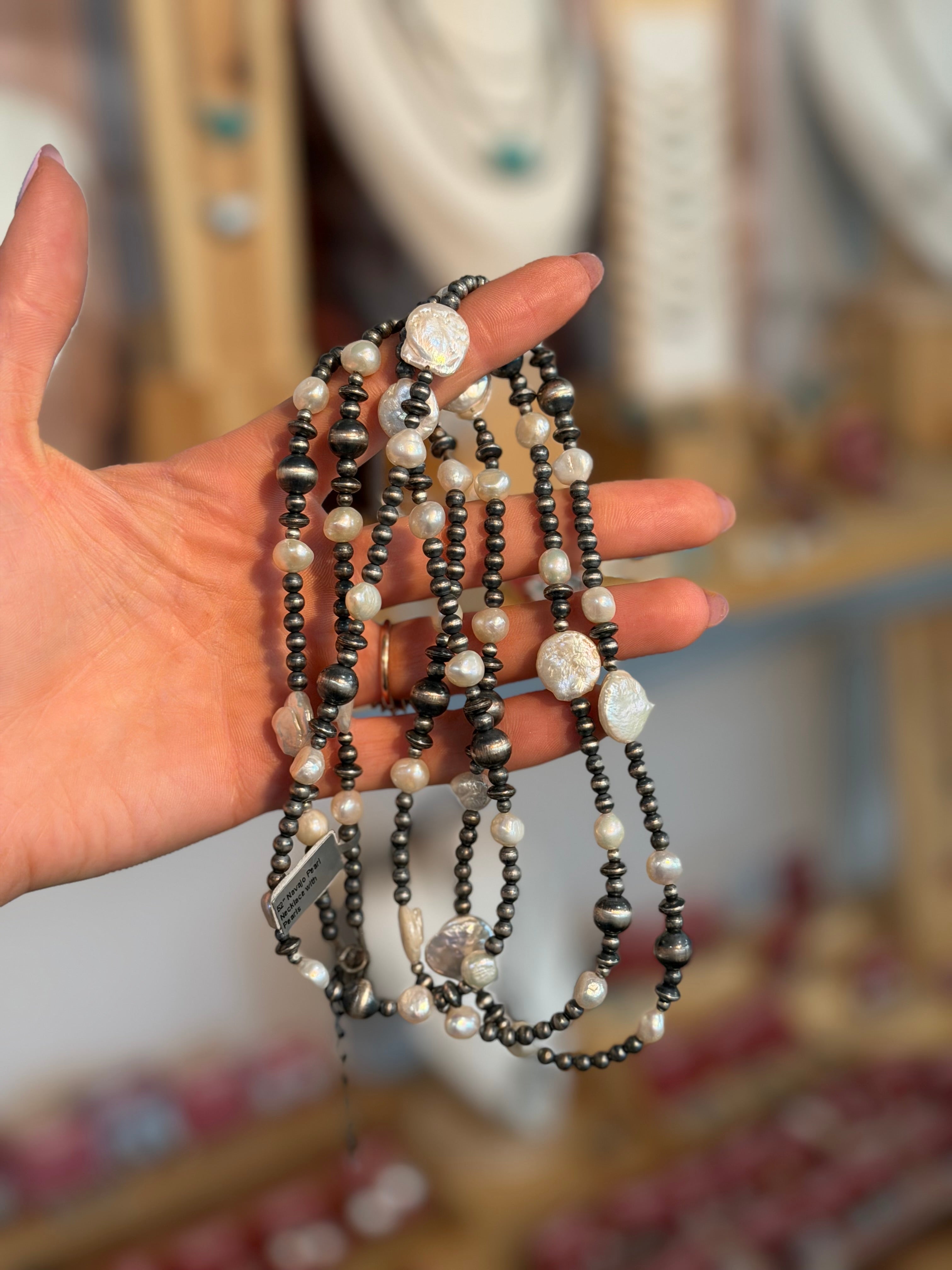 52” Silver Pearl Necklace with Freshwater Pearls