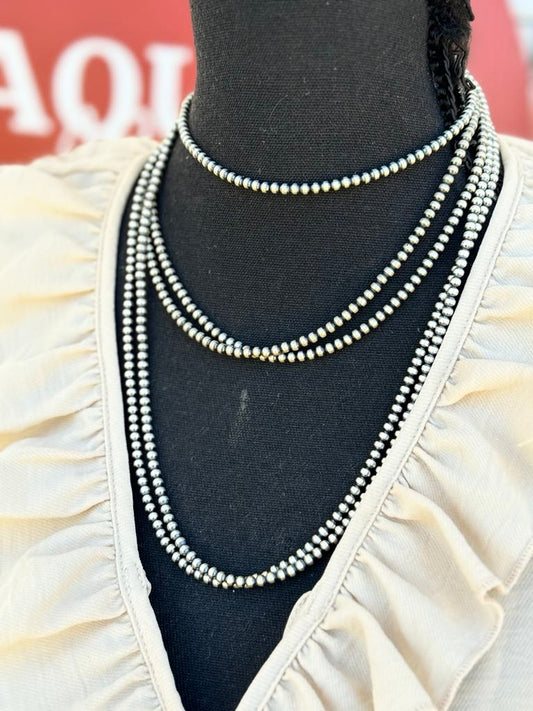 4mm Silver Pearl Necklace (pick your length)