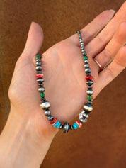 Multi Colour Silver Pearl Necklace