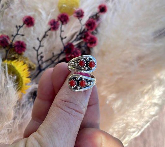 Pony Adjustable Ring Coral