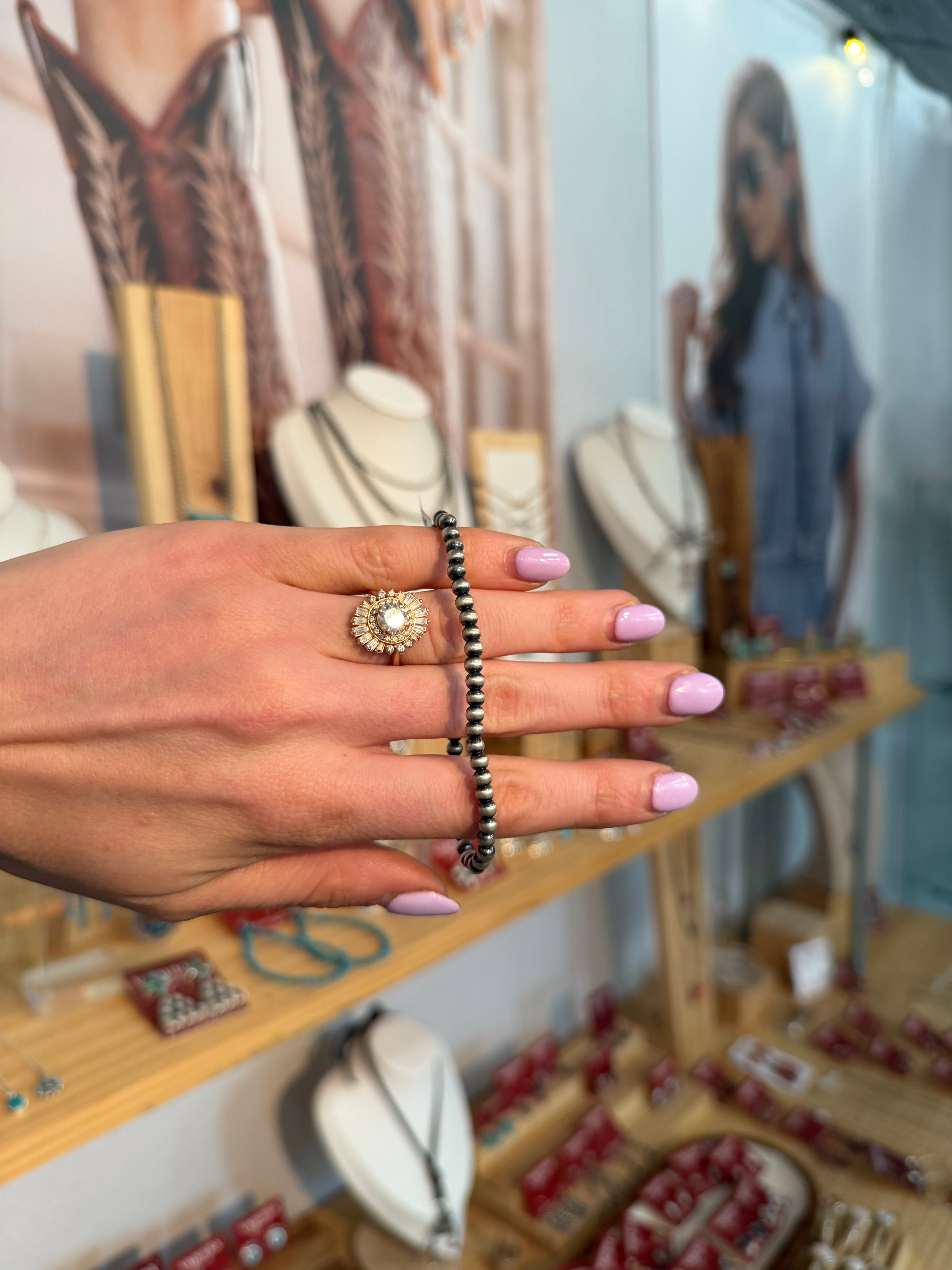 4mm Stretchy Silver Pearl Bracelet